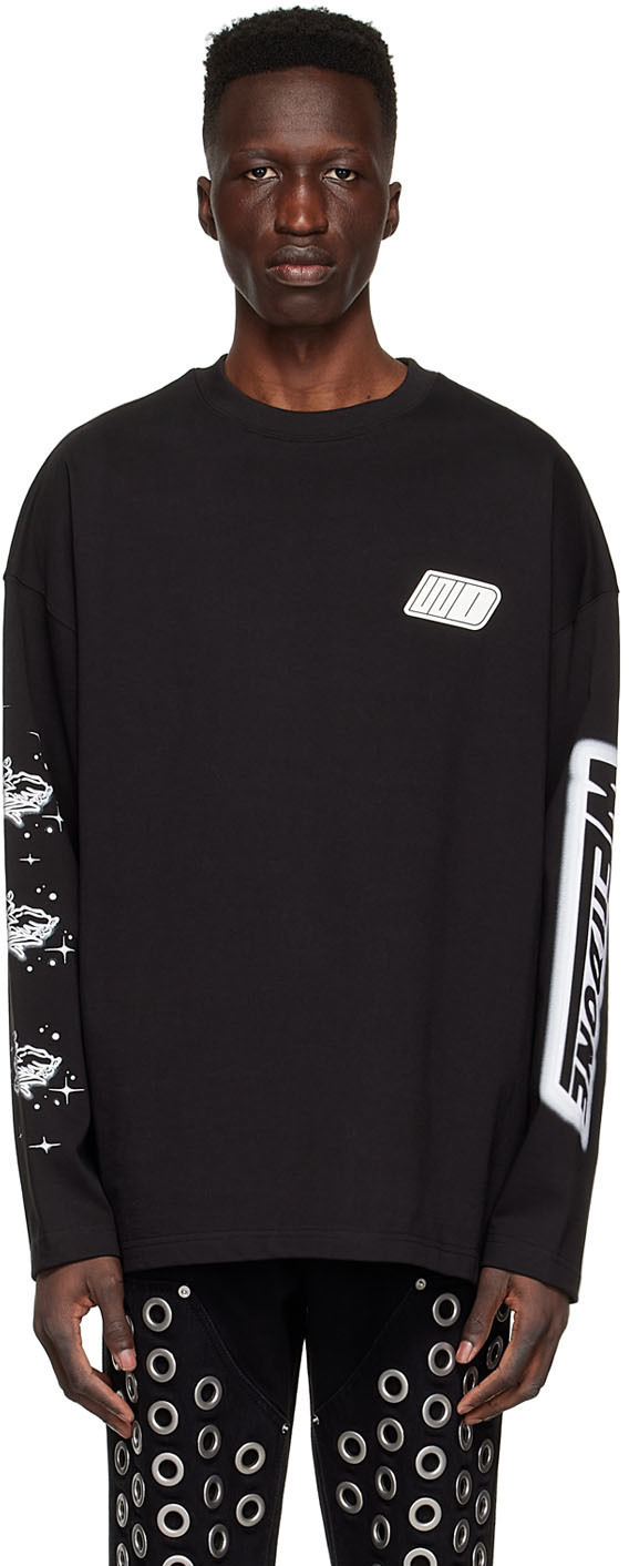 Black Cotton Long Sleeve T-Shirt