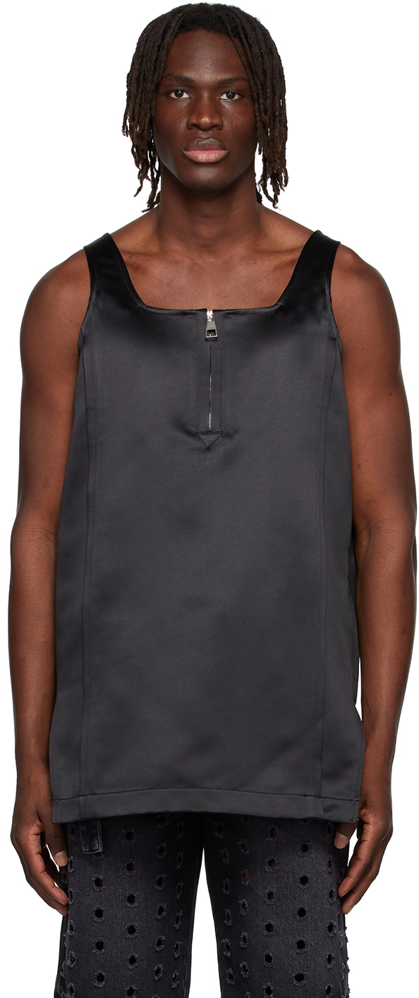 We11 Done Black Polyester Tank Top