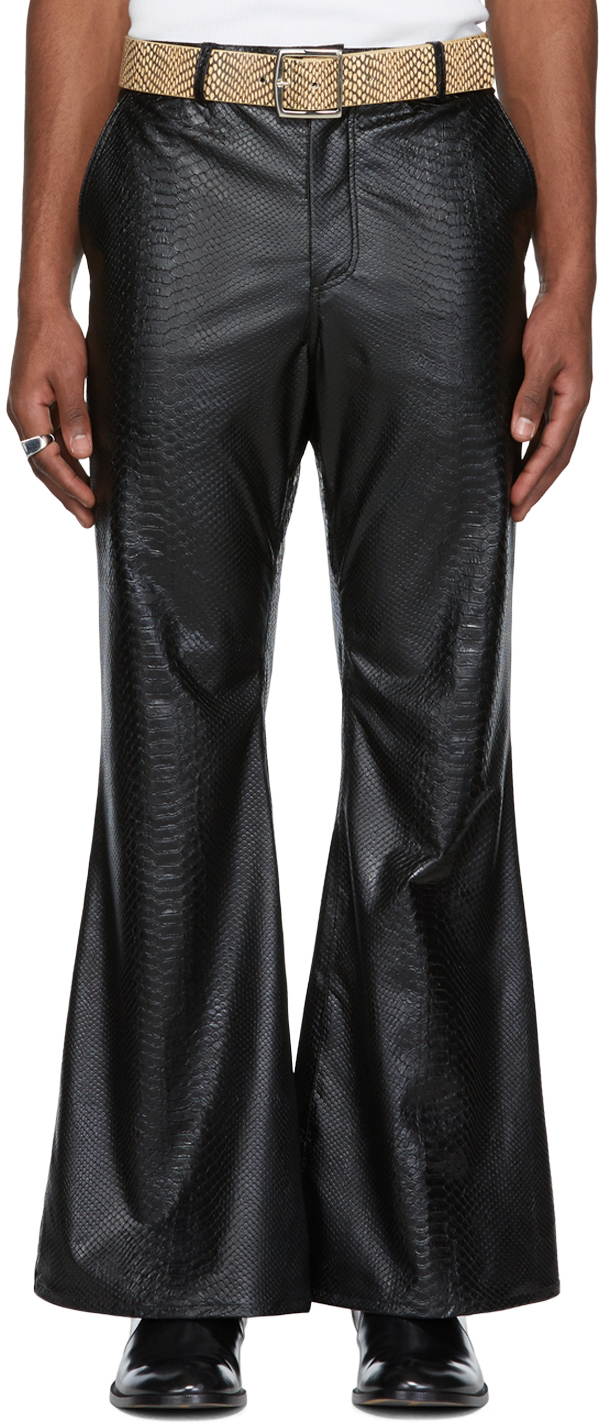 SSENSE Exclusive Faux-Leather Snake 70s Bellbottom Trousers Ssense Uomo Abbigliamento Pantaloni e jeans Pantaloni Pantaloni di pelle 