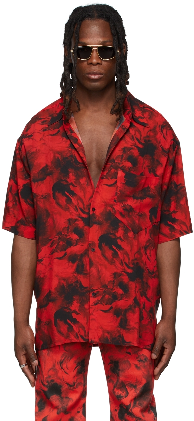 LU'U DAN SSENSE Exclusive Red Rose Burst Short Sleeve Shirt