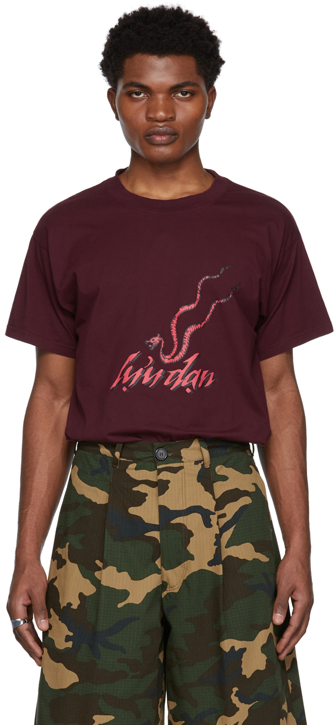 LU'U DAN SSENSE Exclusive Burgundy Serpent T-Shirt