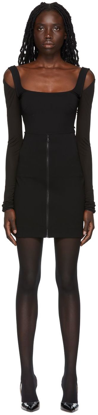 【関税込み】Nensi Dojaka ブラック ジッパー ミニスカート Black Zip Miniskirt by Nensi Dojaka on Sale