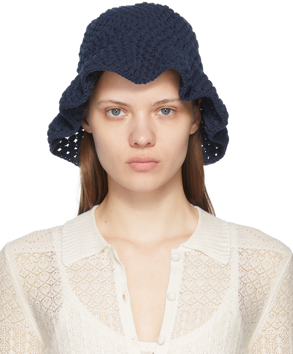 Chloé Crocheted Cotton Bucket Hat In Iconic Navy ModeSens