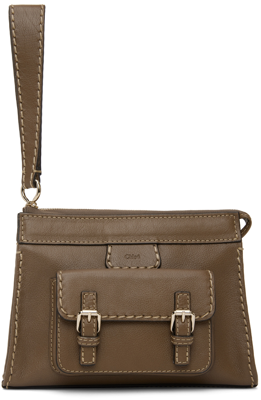 Chloé Taupe Small Edith Clutch In 23q Army Green ModeSens