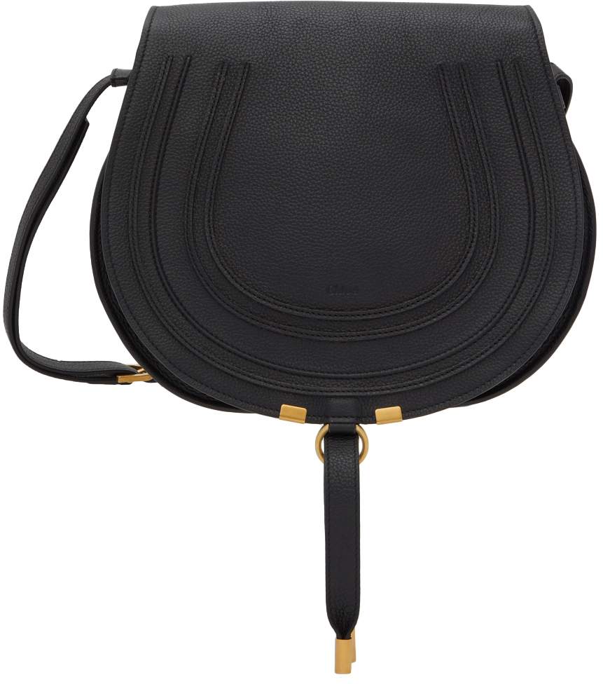 Chloé: Black Medium Marcie Saddle Shoulder Bag | SSENSE Canada