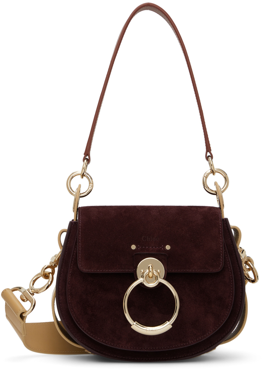 Burgundy & Beige Small Tess Shoulder Bag by Chloé on Sale