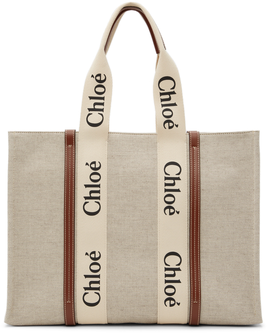 Chloé Off-White Large Cotton Woody Tote