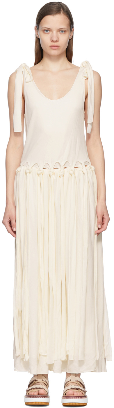 Chloé Off-white Viscose Maxi Dress In 107 Iconic Milk | ModeSens
