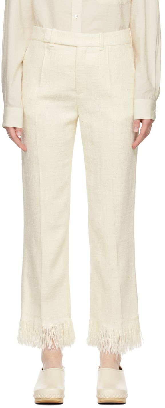 Chloé Off-White Silk Trousers