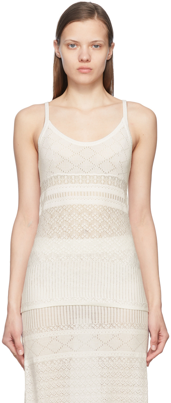 Chloé Off White Wool Tank Top In 107 Iconic Milk Modesens 0075