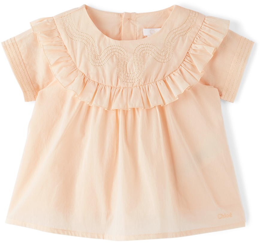 Baby Pink Ruffled Dress by Chloé | SSENSE