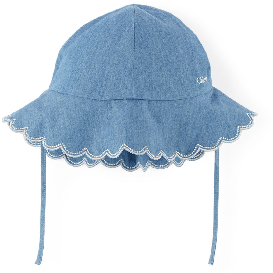 Chloé Baby Blue Scalloped Beach Hat