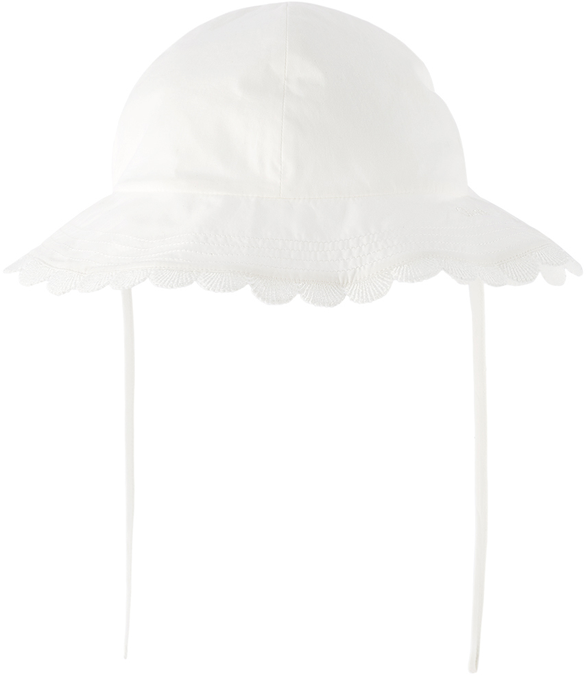 Chloé Baby White Scalloped Bucket Hat