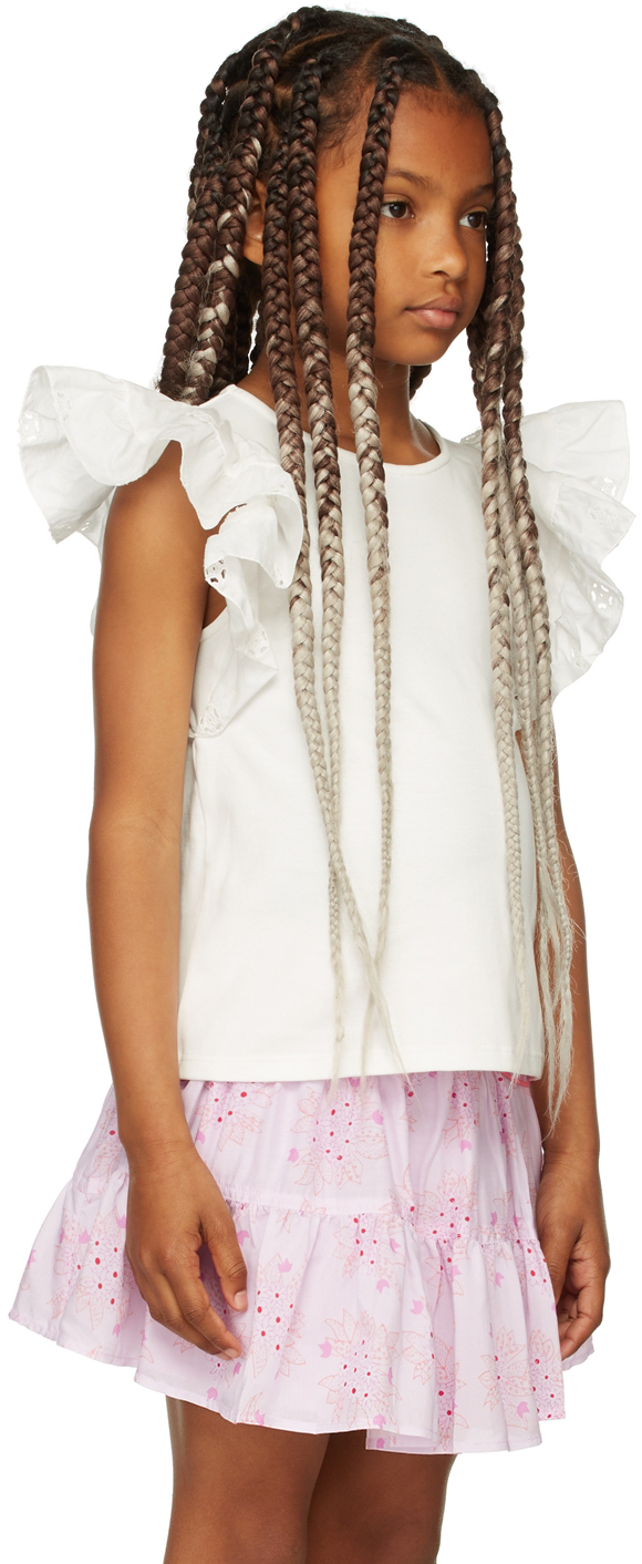 Chloé Kids Off-white Ruffle Sleeve Shirt In 117 Off White