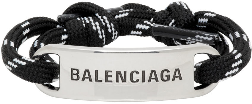 BALENCIAGA SILVER & BLACK PLATE BRACELET
