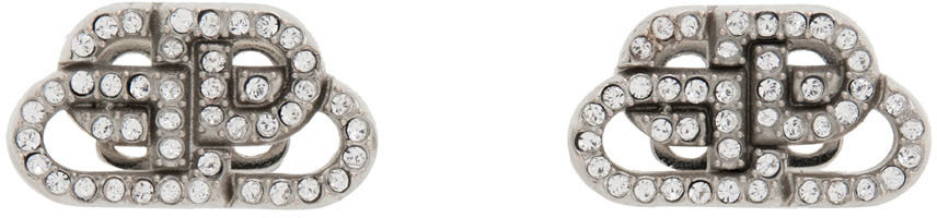 Balenciaga Silver & Crystal BB XS Earrings