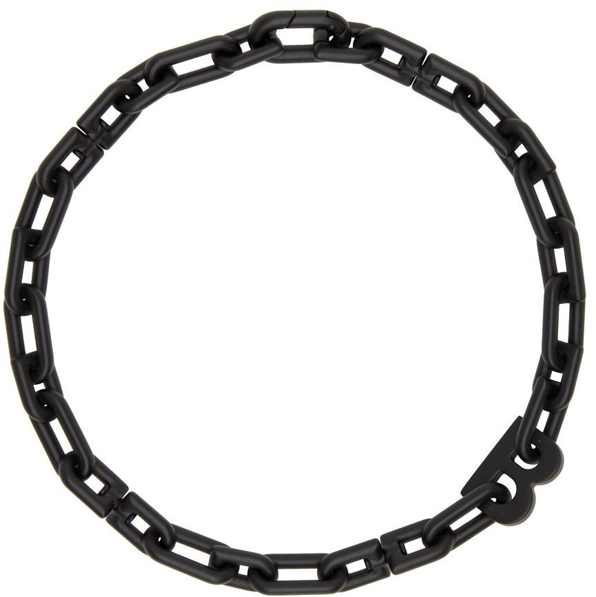 Balenciaga: Black Thin B Chain Necklace | SSENSE