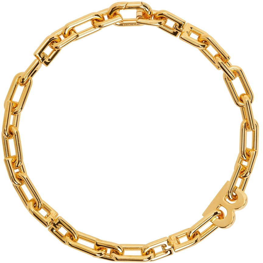 Balenciaga Gold Thin B Chain Necklace