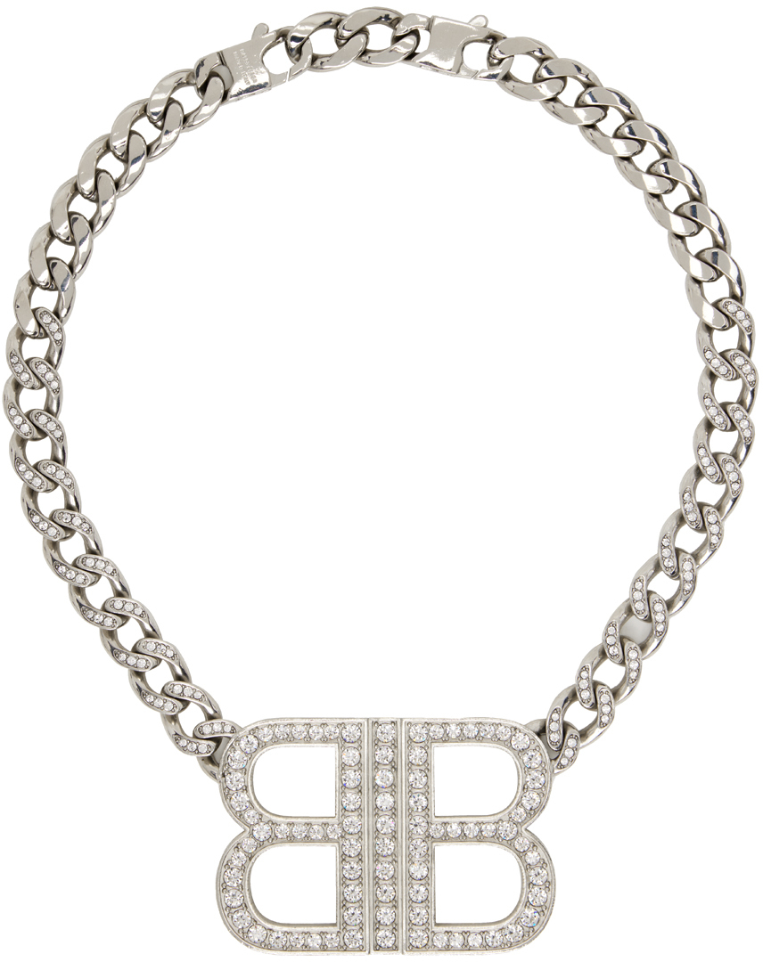Balenciaga: Silver BB 2.0 Necklace | SSENSE UK