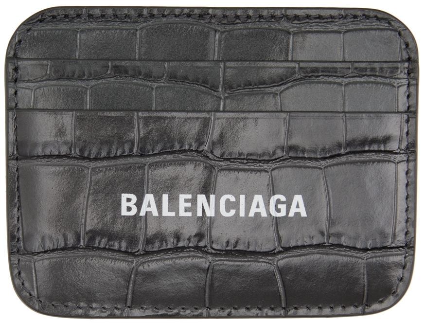 Balenciaga Grey Croc Cash Card Holder