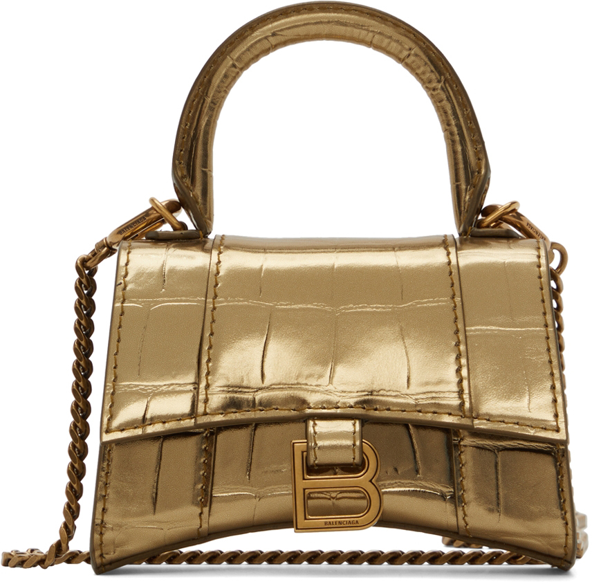 Balenciaga Gold XXS Hourglass Top Handle Bag