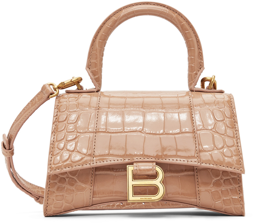 Balenciaga Beige XS Hourglass Top Handle Bag