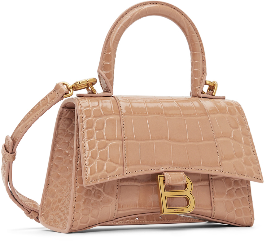 Balenciaga Xs Hourglass Monogram Top-Handle Bag - Brown