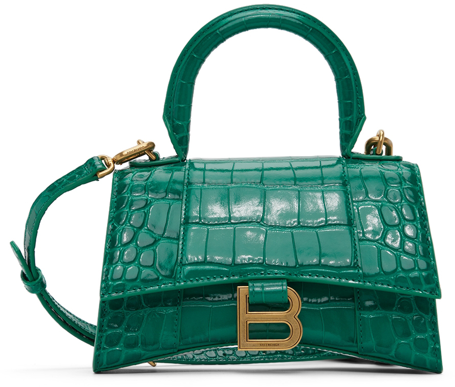 Balenciaga Green XS Hourglass Top Handle Bag