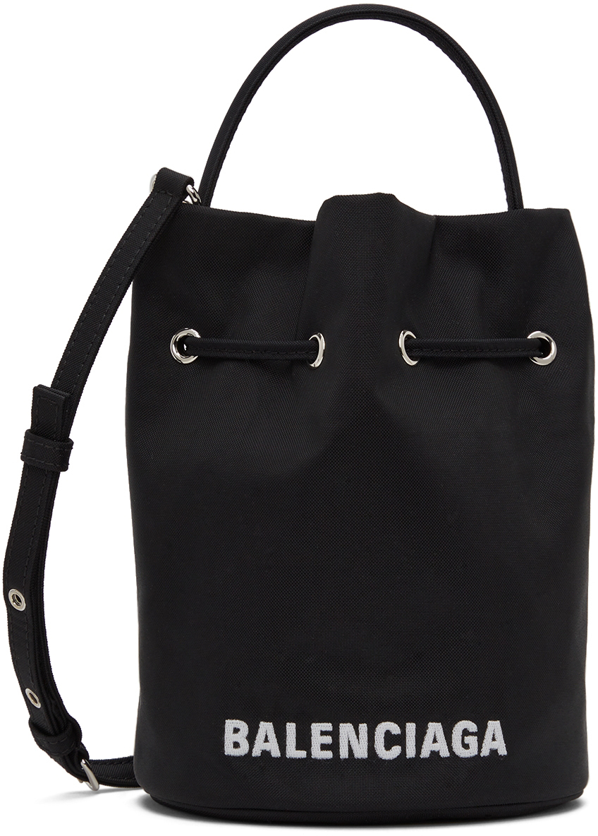 Balenciaga: Black Wheel Bucket Bag | SSENSE