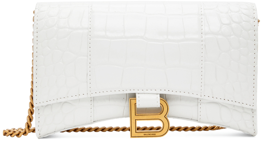 Balenciaga White Hourglass Shoulder Bag