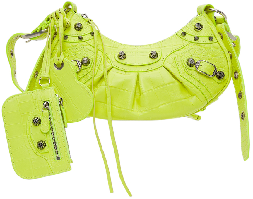Balenciaga Yellow Croc XS 'Le Cagole' Shoulder Bag
