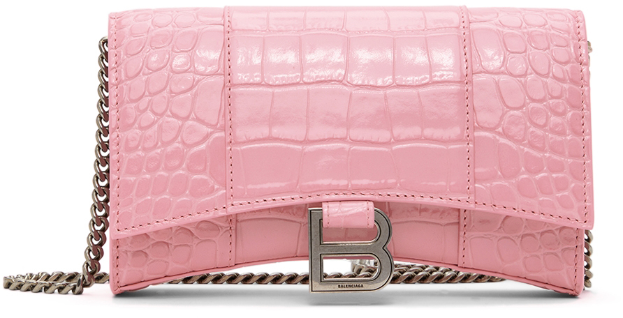 Pink Hourglass XS crocodileeffect leather bag  Balenciaga   MATCHESFASHION US