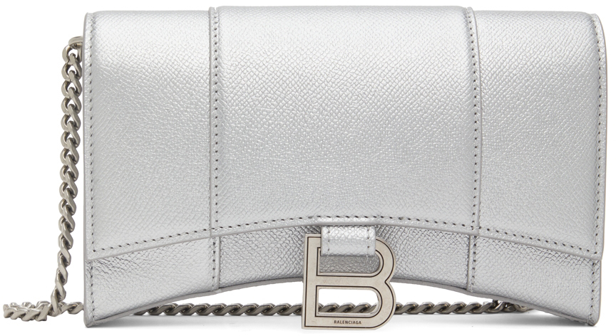 Balenciaga Silver Hourglass Shoulder Bag