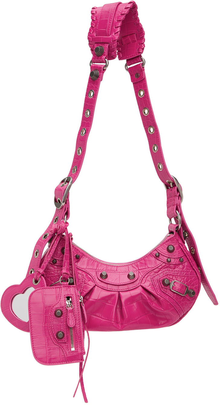 styrte mor Ruin Balenciaga: Pink Croc XS 'Le Cagole' Shoulder Bag | SSENSE
