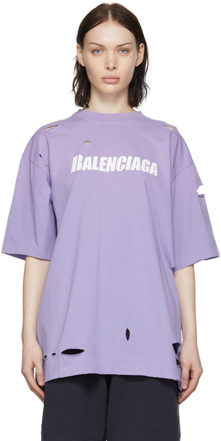 Balenciaga Purple Cotton T-Shirt
