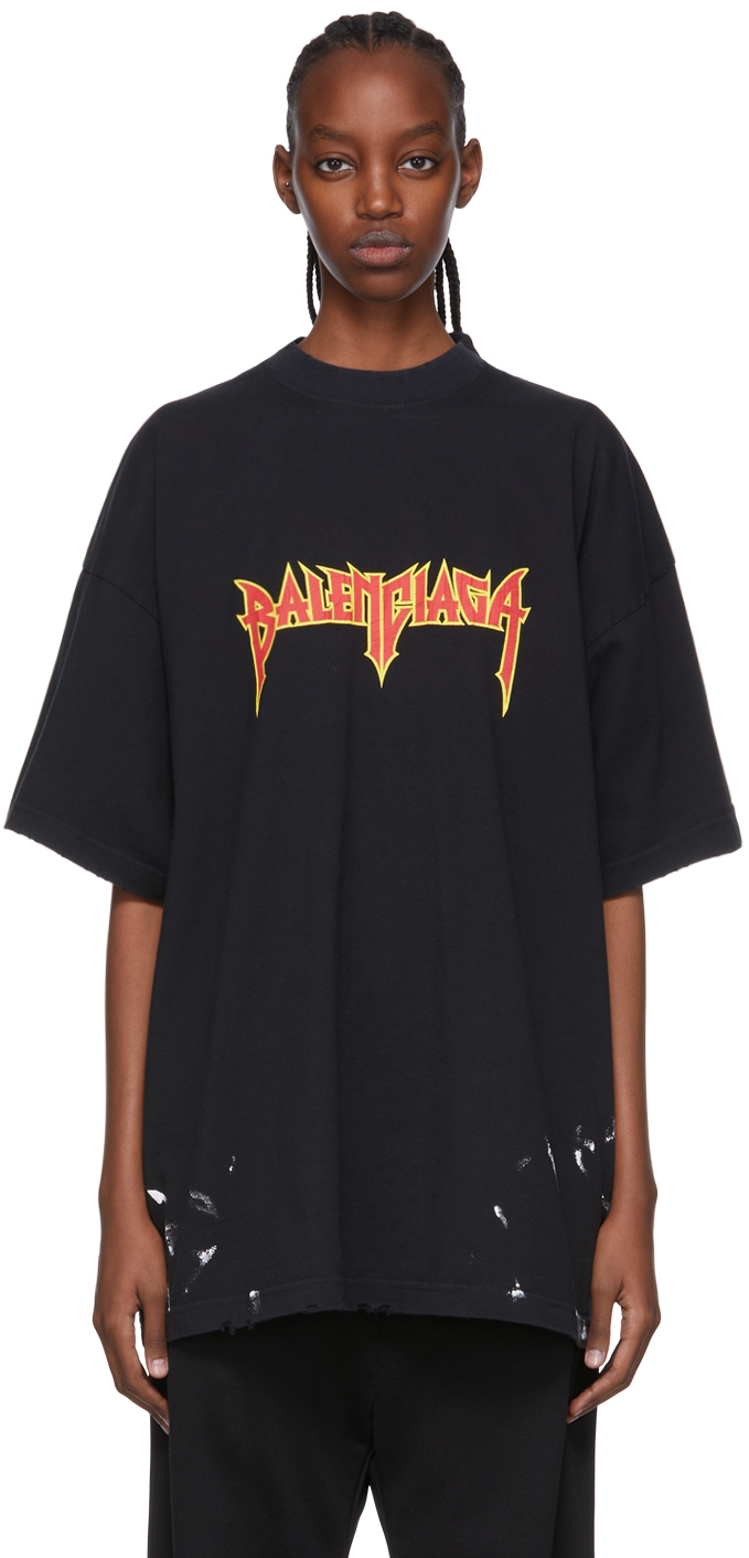 超人気高品質 balenciaga Black metal Metal print vintage in Tシャツ