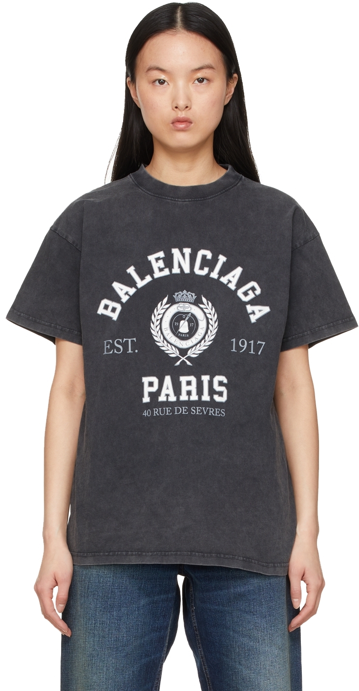 Balenciaga: ブラック College 1917 Tシャツ | SSENSE 日本