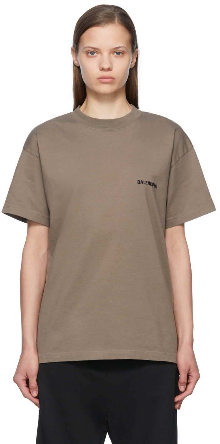 Balenciaga Brown Cotton T-Shirt