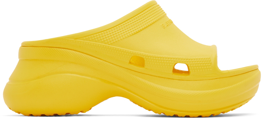 Yellow Crocs Edition Pool Slides by Balenciaga on Sale