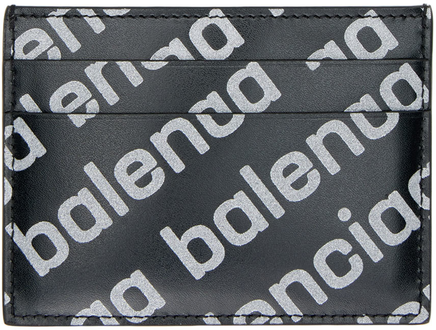 Balenciaga Black Reflective Print Card Holder