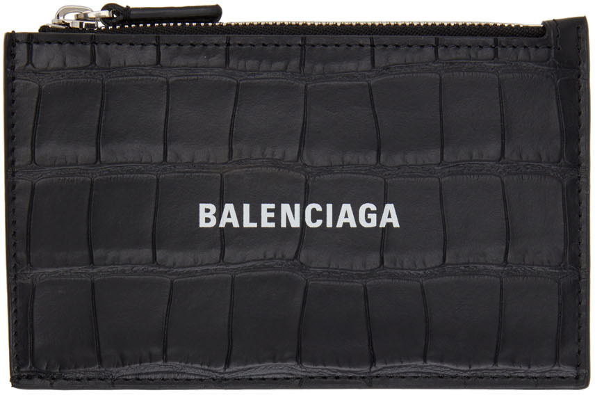 Balenciaga ブラック クロコ Cash カード ケース