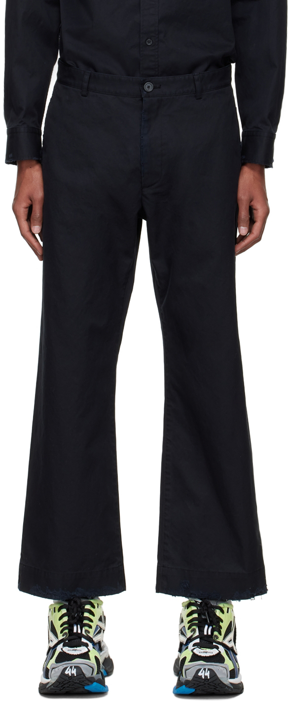 Balenciaga Wide-leg Cotton Trousers In 1000 Noir