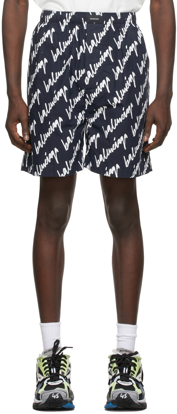 Navy Scribble Shorts