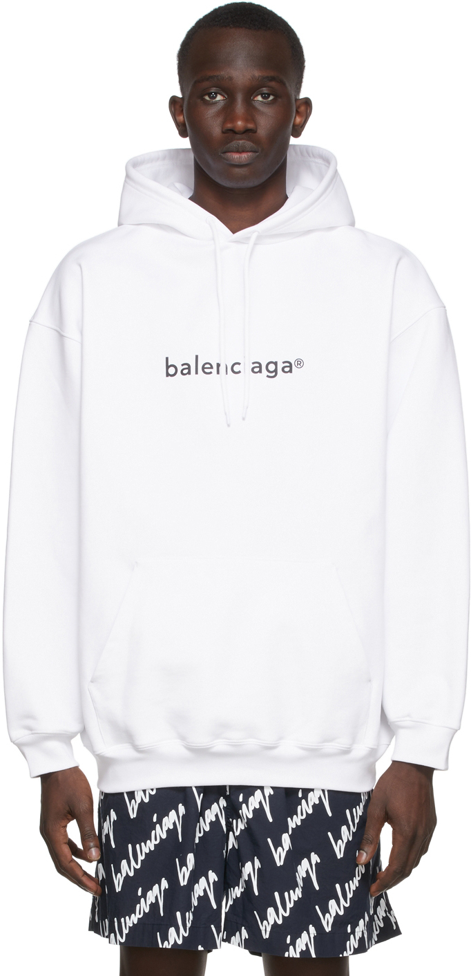 Balenciaga: White Copyright Hoodie | SSENSE