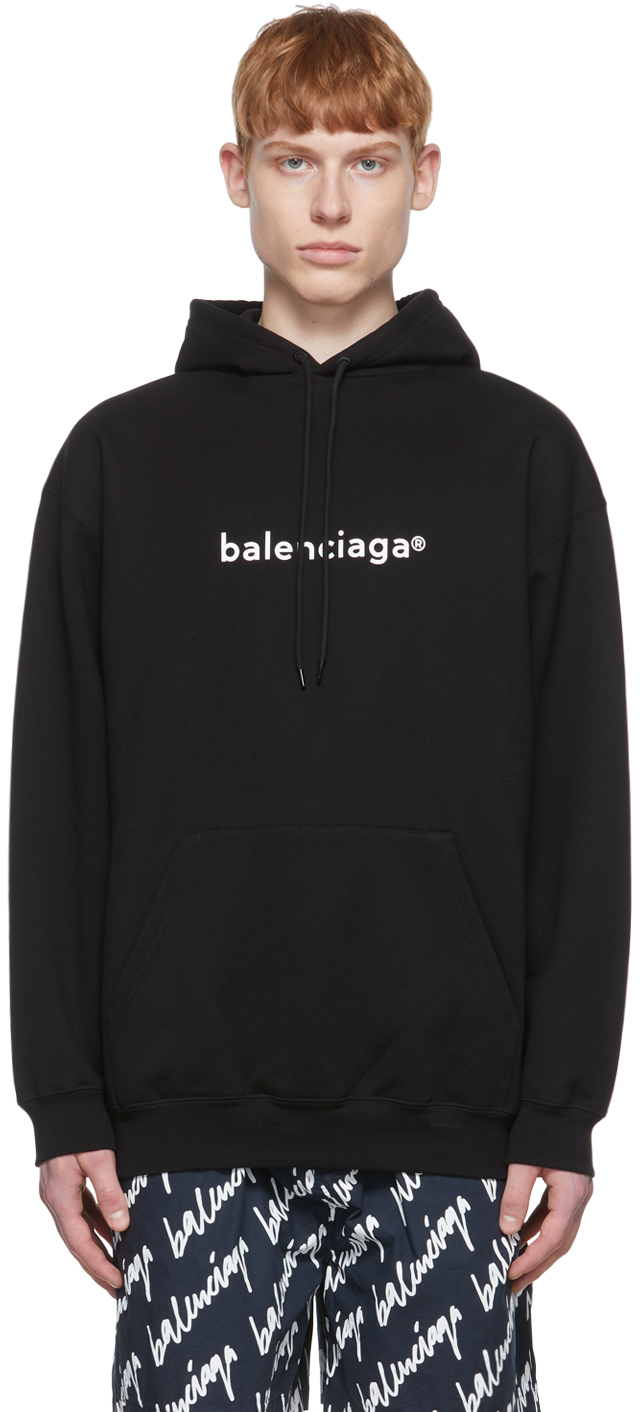 Balenciaga: Black Copyright Logo Hoodie | SSENSE
