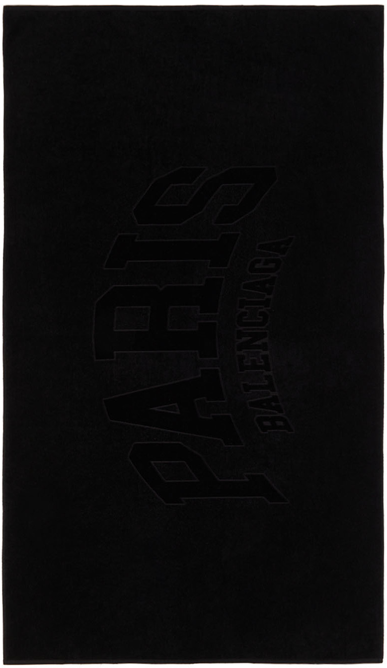 Balenciaga Black Paris Bath Towel In 0100 Black