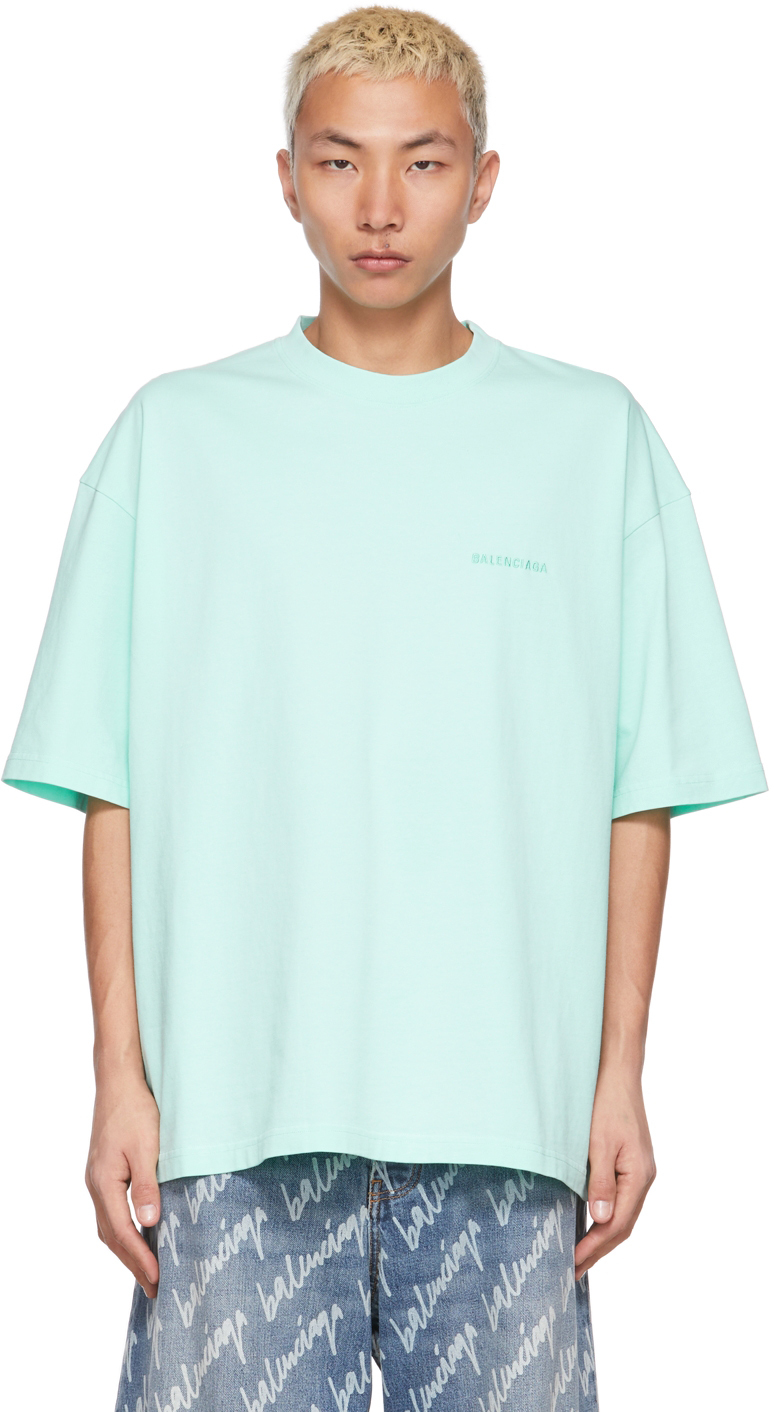 BALENCIAGA Green Logo tee Mens Fashion Tops  Sets Tshirts  Polo Shirts  on Carousell