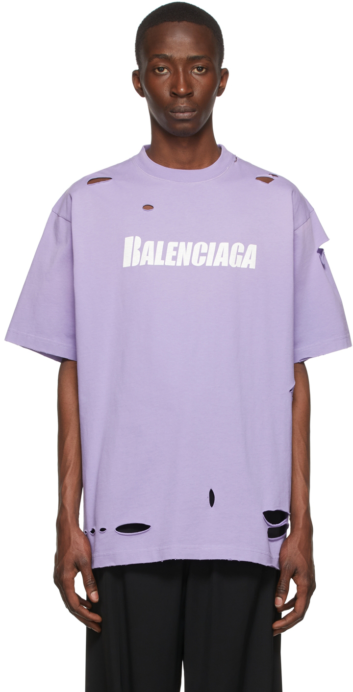 Balenciaga: パープル コットン Tシャツ | SSENSE 日本