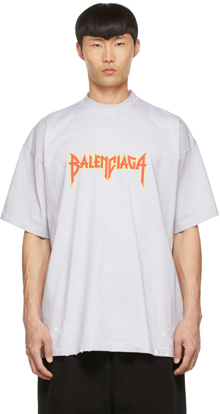 BALENCIAGA  Political Grey Large Fit Tshirt  Anrosa Store