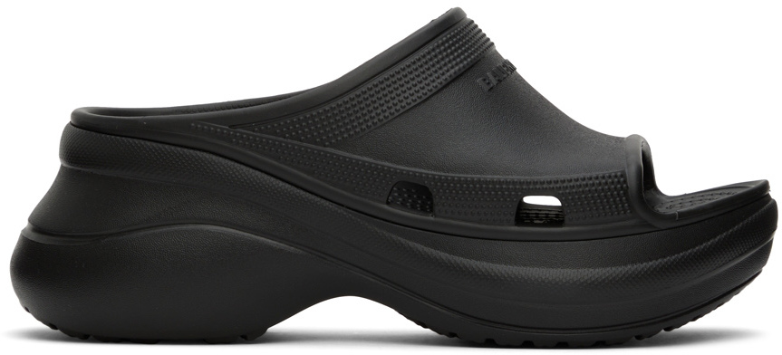 Balenciaga: Black Crocs Edition Pool Slides | SSENSE Canada